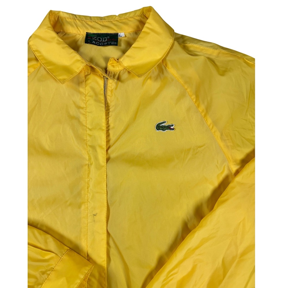 Vintage Izod Lacoste Yellow Windbreaker Jacket Womens Large Harrington Full Zip